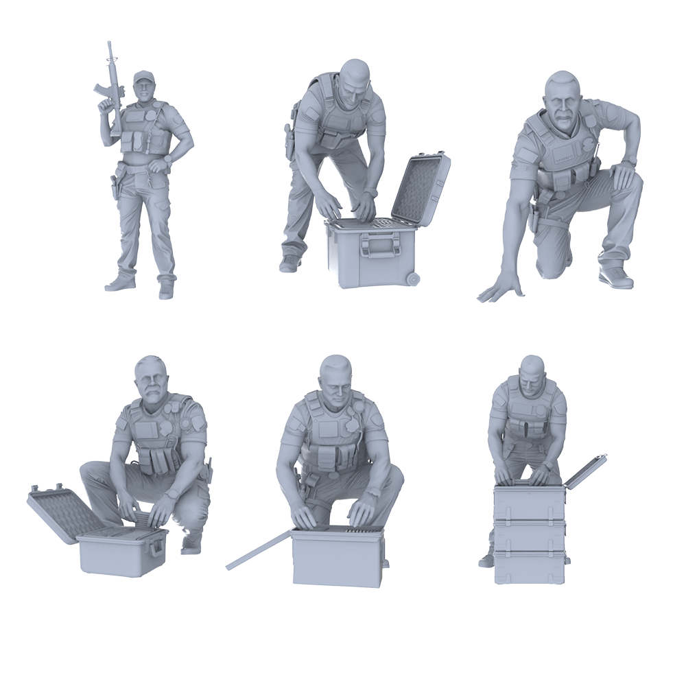 MRY-SFW LYGR570 Modern US Police Six-Person Combat Group 3D Printed Resin Model Kit by SSMODEL
