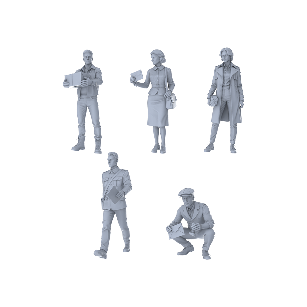 MRY-SFW LYTR363 Spy Thriller Quintet 5-Figure Set, Intelligence Agent, DIY Paintingation Miniature Car Diorama Figures Scene Props Accessories Resin 3D Printed Resin Model Kit by SSMODEL