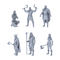 MRY-SFW LYTR479 Medieval Norse Vikings Clan Group of 6 Miniature Car Diorama Figures Scene Props Accessories Resin 3D Printed Resin Model Kit by SSMODEL