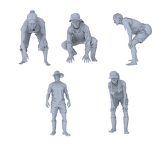 MRY-SFW LYTR771 Outdoor Laboring Pose Figure 5 pcs Miniature Car Diorama Figures Scene Props Accessories Resin 3D Printed Resin Model Kit by SSMODEL