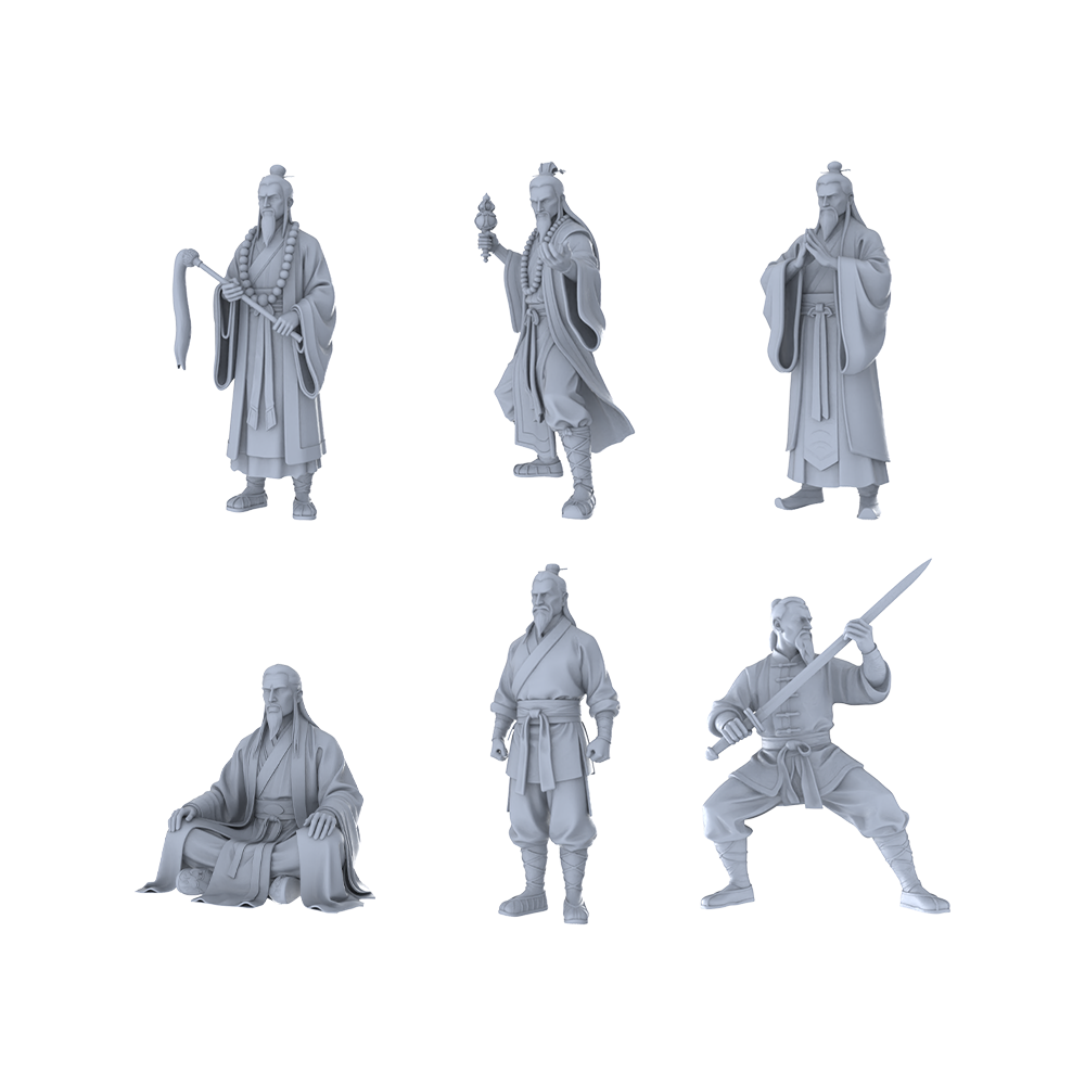 MRY-SFW LYTR442 Taoist Martial Heroes Hexad 6-Figure Set, Wuxia Taoist, DIY Paintingation Miniature Car Diorama Figures Scene Props Accessories Resin 3D Printed Resin Model Kit by SSMODEL