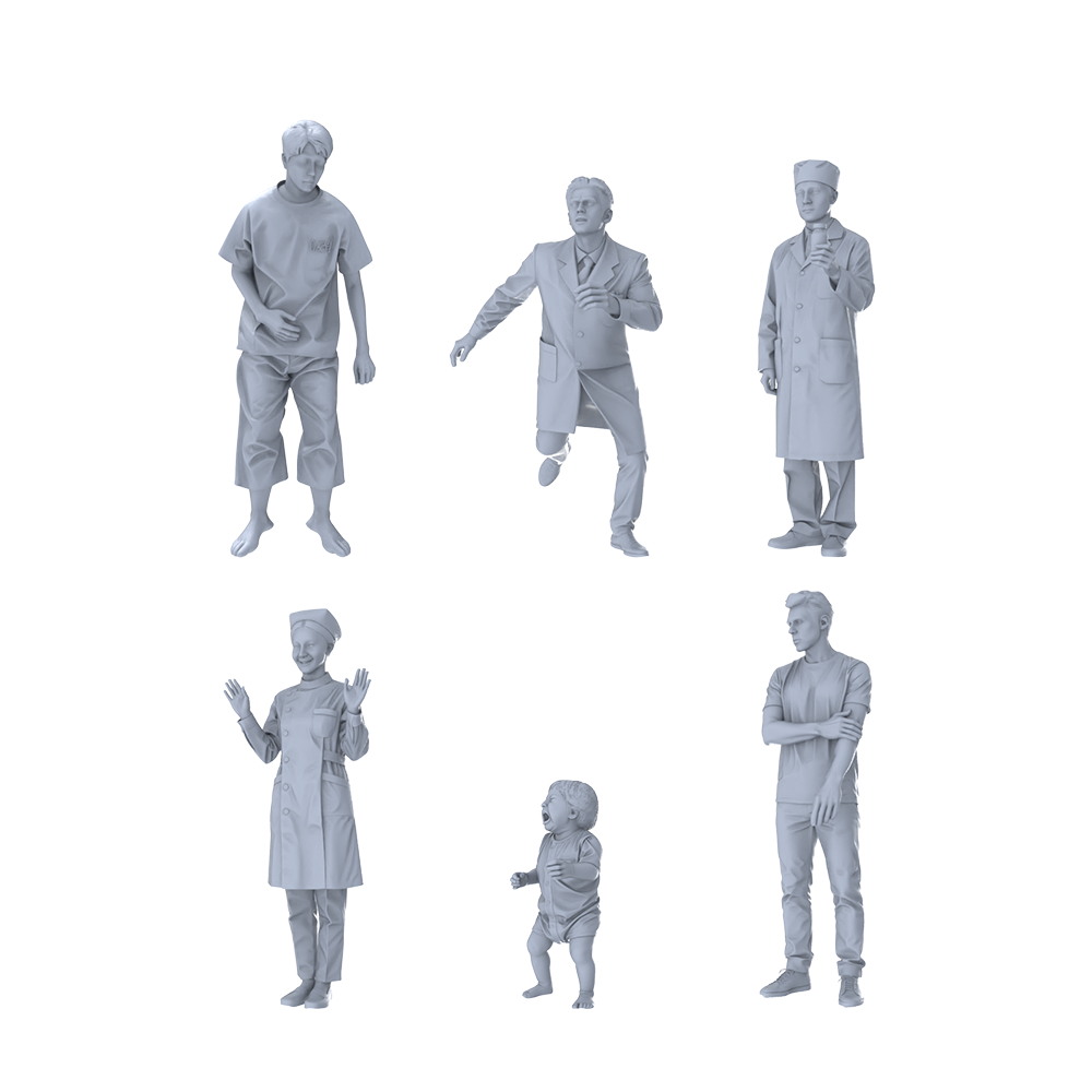 MRY-SFW LYTR414 Hospital Scenes Hexad 6-Figure Set, Medical Scene, DIY Paintingation Miniature Car Diorama Figures Scene Props Accessories Resin 3D Printed Resin Model Kit by SSMODEL