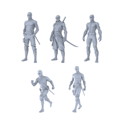 MRY-SFW LYGR208 Ninja basic action war flag resin white mold theme war game miniature soldier scene figure hand model hand painting 3D Printed Resin Model Kit by SSMODEL