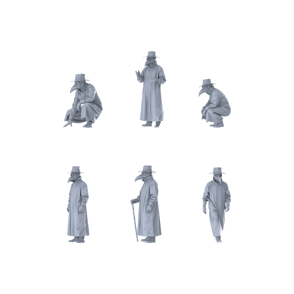 MRY-SFW LYGR411 Medieval Plague Doctor Six-Person Daily Routine 3D Printed Resin Model Kit by SSMODEL