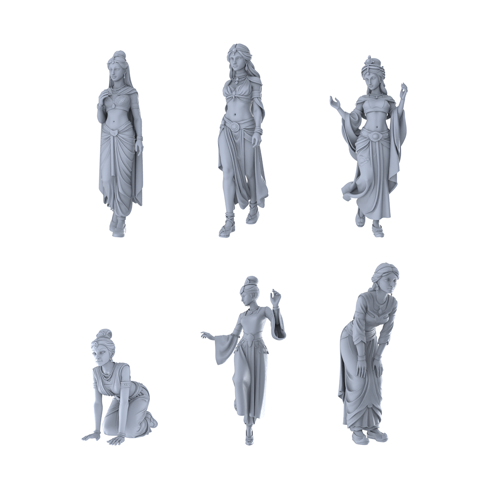 Yao's Studio LYTR263 Ancient Beauty Hexad Resin Miniature Model 6-Figure Set, Unpainted Classical Dance Figures, DIY Painting Scene Decoration Miniatures Diorama Resin Figures 3D Printed Resin Model Kit by SSMODEL