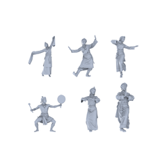 Yao's Studio LYTR283 Tibetan Dance Hexad Resin Miniature Model 6-Figure Set, Unpainted Ethnic Performance Figures, DIY Painting Scene Decoration Miniatures Diorama Resin Figures 3D Printed Resin Model Kit by SSMODEL