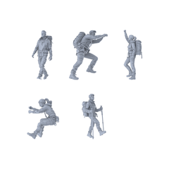 MRY-SFW LYTR677 Modern Outdoor Mountaineering Climbing Style Multi-Character Multi-Pose Five-Person Set Miniature Car Diorama Figures Scene Props Accessories Resin 3D Printed Resin Model Kit by SSMODEL