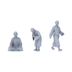 Yao's Studio LYTR249 Monk Figures Resin Miniature Model 3-Figure Set, Unpainted Meditation & Walking Figures, DIY Painting Scene Decoration Miniatures Diorama Resin Figures 3D Printed Resin Model Kit by SSMODEL