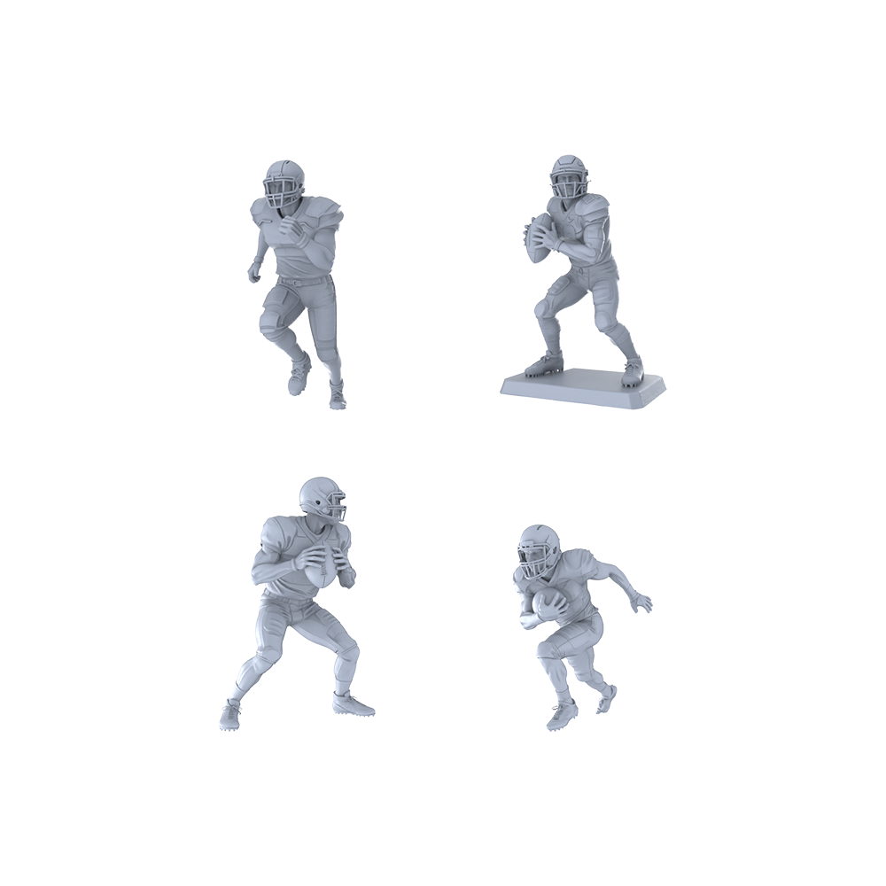 Yao's Studio LYTR302 Unpainted Football Player Miniatures 4-Pack | For Diorama, Wargaming & Painting Projects Miniatures Diorama Resin Figures 3D Printed Resin Model Kit by SSMODEL