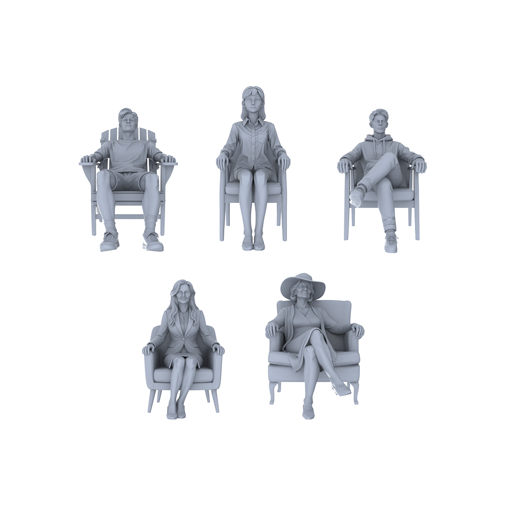 Yao's Studio LYTR245 Miniature Leisure Seated Figure 5-Pack, Unpainted Diorama Models for Home & Caf¡§| Scene Building Miniatures Diorama Resin Figures 3D Printed Resin Model Kit by SSMODEL