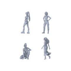 MRY-SFW LYTR641 Modern Cool Functional Style Young Female Multi-Pose Four-Person Set Miniature Car Diorama Figures Scene Props Accessories Resin 3D Printed Resin Model Kit by SSMODEL