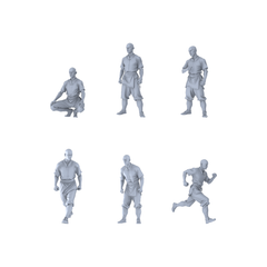 MRY-SFW LYGR232 Ancient Shaolin Monks Six-Man Group 3D Printed Resin Model Kit by SSMODEL