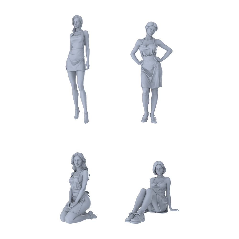 MRY-SFW LYTR299A Modern Sexy Apron Style Female Single 1pc 3D Printed Resin Model Kit by SSMODEL