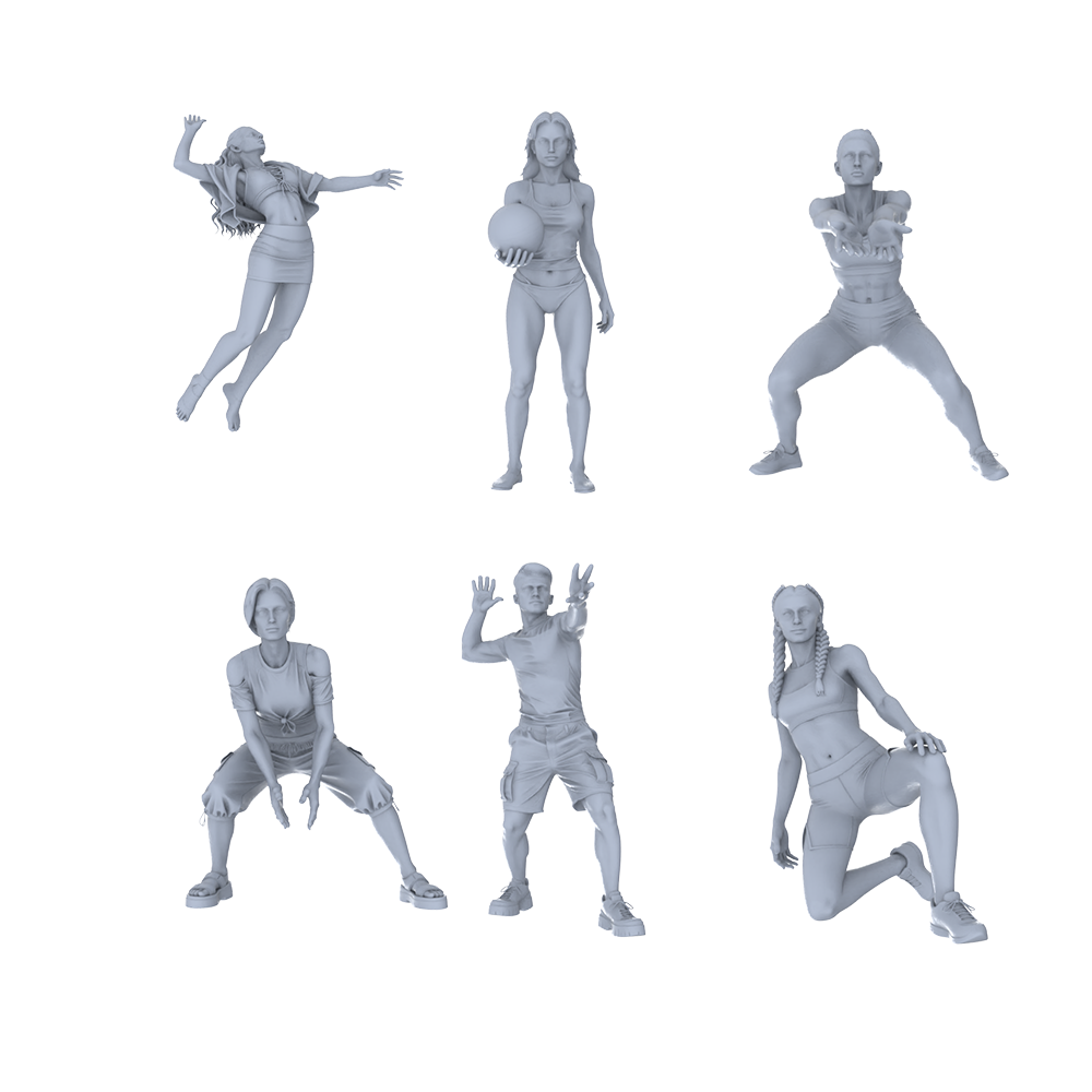 MRY-SFW LYTR742 Modern Ball Sports Figure 6 pcs Miniature Car Diorama Figures Scene Props Accessories Resin 3D Printed Resin Model Kit by SSMODEL