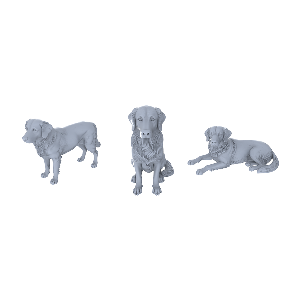 Yao's Studio LYTR187 Golden Retriever Resin Miniature Model 3-Figure Set, Unpainted Pet Figures, DIY Painting Scene Decoration Miniatures Diorama Resin Figures 3D Printed Resin Model Kit by SSMODEL