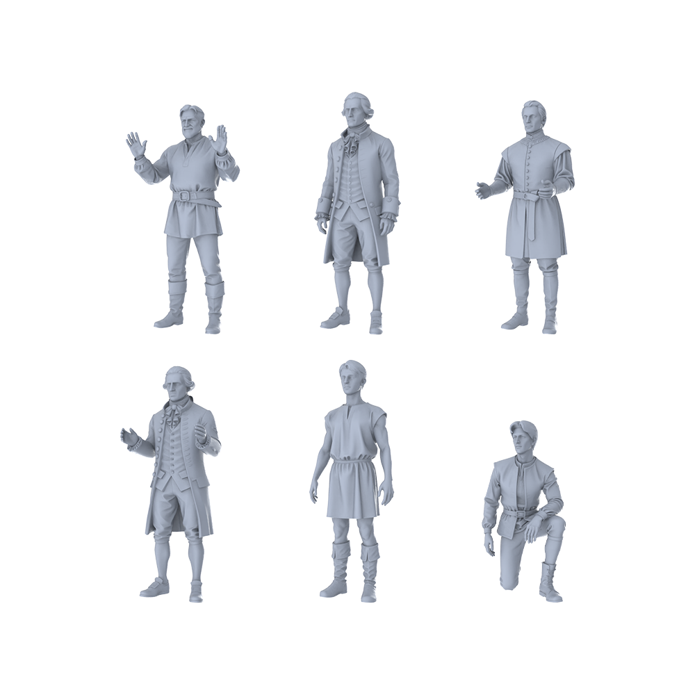 MRY-SFW LYTR546 Medieval European Costume Greys Multi-pose Presentation Group of Six Miniature Car Diorama Figures Scene Props Accessories Resin 3D Printed Resin Model Kit by SSMODEL