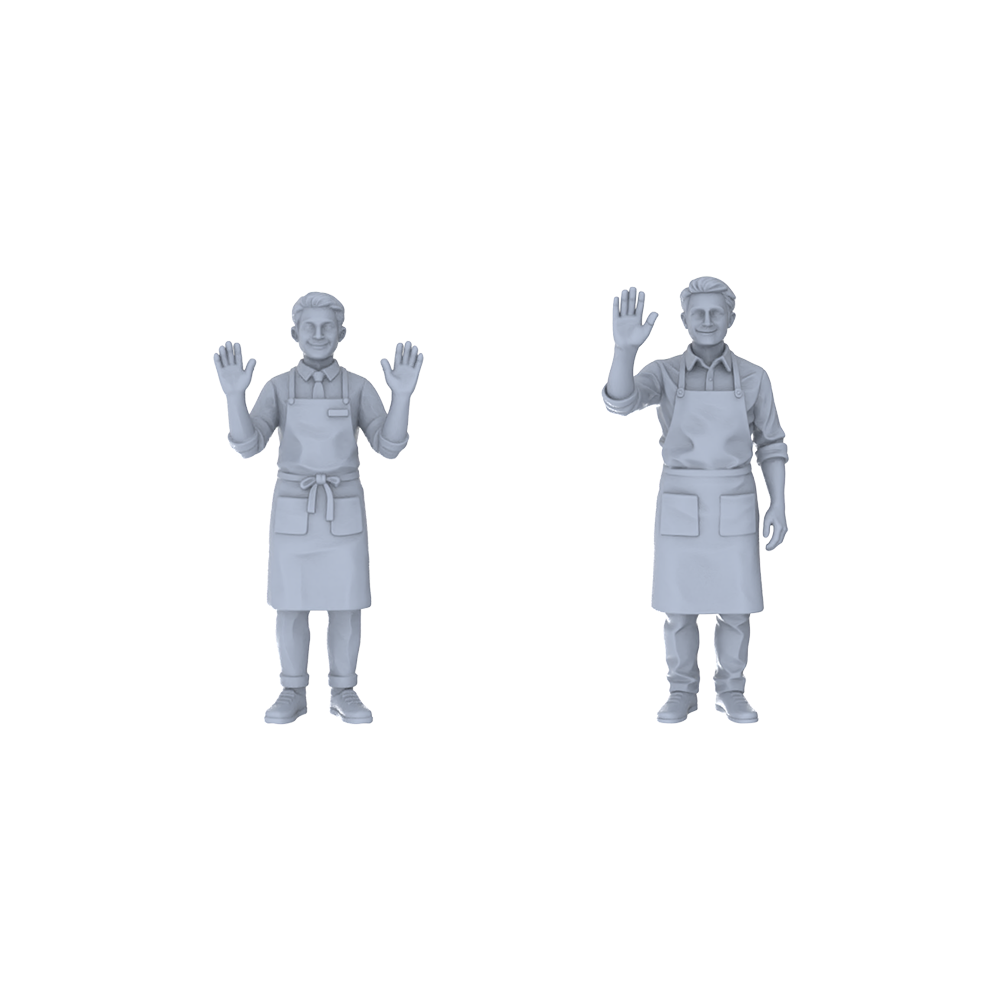 Yao's Studio LYTR231 Unpainted Miniature Urban Scene 2-Piece Set - Apron Welcome Staff for Food Street & Commercial Area Dioramas
Miniatures Diorama Resin Figures 3D Printed Resin Model Kit by SSMODEL