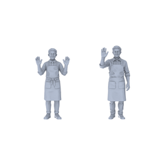 Yao's Studio LYTR231 Unpainted Miniature Urban Scene 2-Piece Set - Apron Welcome Staff for Food Street & Commercial Area Dioramas
Miniatures Diorama Resin Figures 3D Printed Resin Model Kit by SSMODEL