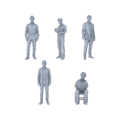 Yao's Studio LYTR237 Unpainted Modern Male Figure 5-Pack, Miniature Diorama Accessories for Model Painters & Scene Enthusiasts Miniatures Diorama Resin Figures 3D Printed Resin Model Kit by SSMODEL