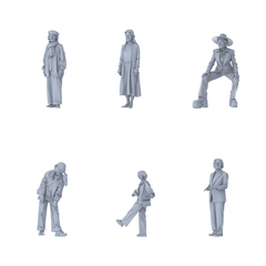MRY-SFW LYTR637 Modern Trend Mix Style Elderly Female Multi-Pose Six-Person Set Miniature Car Diorama Figures Scene Props Accessories Resin 3D Printed Resin Model Kit by SSMODEL