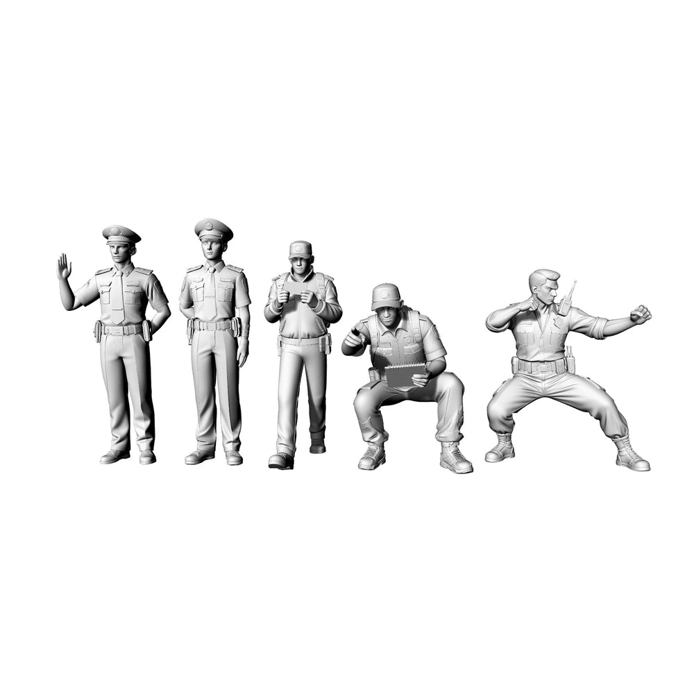 Yao's Studio LYTR076 Police Officer 5-Pack 3D Print Model, Unpainted Law Enforcement Figures, DIY Painting Kit 1set 3D Printed Resin Model Kit by SSMODEL