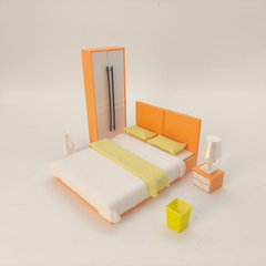 LYTP121001 1/12 Spring Kissed Moments Spring bedroom 3D Printing DIY Miniature Scenes Dollhouse Creative Decorations Desktop Scenarios Mini Models 12-Inch BJD OB Doll