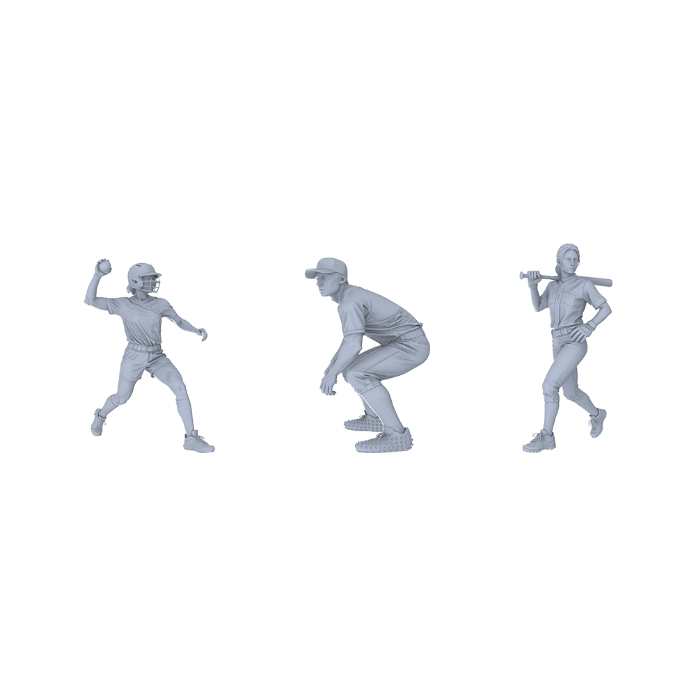 Yao's Studio LYTR131 Baseball Game Scene Resin Miniature Model 3-Figure Set - Baseball Player Figures Unpainted DIY Model Painting Sports Scene Decor 1set 3D Printed Resin Model Kit by SSMODEL