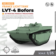 SSMODEL 670D Finished Painted 15mm WarGaming Military Model Kit France LVT-4 Bofors Light Tank 3D Printed Resin Model Kit by SSMODEL