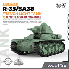 SSMODEL 794D Finished Painted Military Model Kit French R-35/SA38 Light Tank 3D Printed Resin Model Kit by SSMODEL
