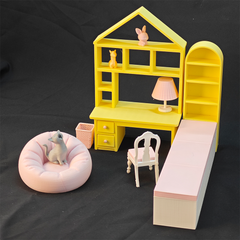 LYTP121015 1/12 Sweet Study Room Sugar Cube Chamber Series 1/18 Scale 3D Printed DIY Miniature Dollhouse For BJD & Obitsu Dolls Desktop Display