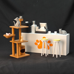 LYTP121018 1/12 Kitty Parlour 3D Printing DIY Miniature Scenes Dollhouse Creative Decorations Desktop Scenarios Mini Models 12-Inch BJD OB Doll