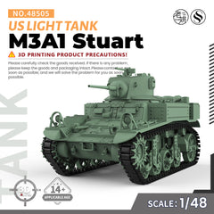 SSMODEL 505 Military Armoured Model Kit US M3A1 Light Tank 3D Printed Resin Model Kit by SSMODEL