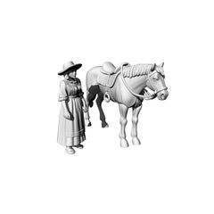 Detail view of Yao's Studio LYTR074 High Detail Victorian Style Farmer & Horse Set, Unpainted Resin 3D Print Models for Diorama 1set Model