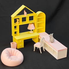 LYTP121015 1/12 Sweet Study Room Sugar Cube Chamber Series 1/18 Scale 3D Printed DIY Miniature Dollhouse For BJD & Obitsu Dolls Desktop Display