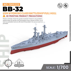 SSMODEL 522S Military Warship Model Kit US Navy Wyoming class Battleship BB-32