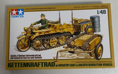 Tamiya 32502 1/48 Scale Military Model Kit Kettenkraftrad w/Cart&Goliath Vehicle