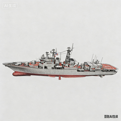 RHWS052-A Military Model USSR Soviet Union Udaloy Class Destroyer Water Line