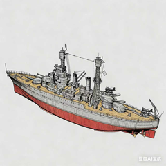 SSC134 Military Model USS Colorado Class Colorado Battleship (BB-45) Water Line