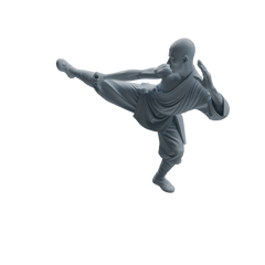 Detail view of MRY-SFW LYTR1074 Kung Fu Kicking Monk Character Modern Model 4 pcs Model