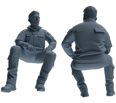 Detail view of MRY-SFW LYGR685 Modern U.S. Military Six-Person Talking Group Model