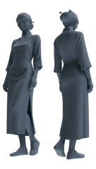 Detail view of MRY-SFW LYTR894 Republic of China Style Qipao Woman Figure Modern Model 3 pcs Model