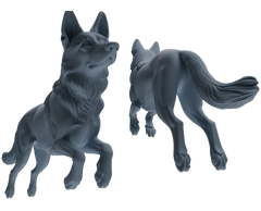 Detail view of MRY-SFW LYTR839 German Shepherd Pose Model 4 pcs Miniature Car Diorama Figures Scene Props Accessories Resin Model