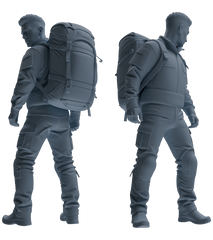 Detail view of MRY-SFW LYGR693 Modern U.S. Military Six-Person Hiking Group Model
