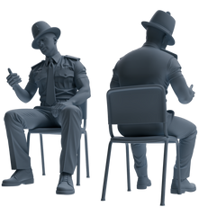 Detail view of MRY-SFW LYGR802 Modern British Police Six-Person Conversation Group Model