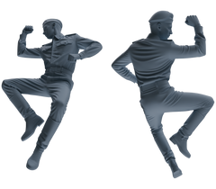 Detail view of MRY-SFW LYGR733 WWII Soviet Army War Scene Six-Person Dancing Group Model