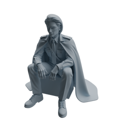 Detail view of MRY-SFW LYTR950 Cloak Uniform Sitting Male Character Modern Model 3 pcs Model