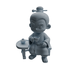 Detail view of MRY-SFW LYTR976 Ancient Scholar Tea Drinking Character Modern Model 4 pcs Model
