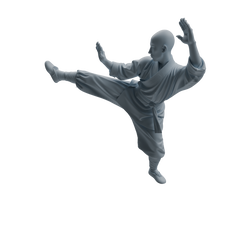 Detail view of MRY-SFW LYTR1074 Kung Fu Kicking Monk Character Modern Model 4 pcs Model