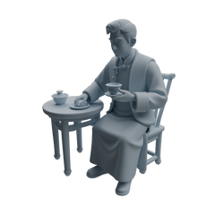 Detail view of MRY-SFW LYTR980 Republic of China Scholar Tea Character Modern Model 3 pcs Model