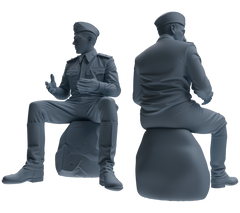 Detail view of MRY-SFW LYGR729 WWII Soviet Army War Scene Six-Person Conversation Group Model